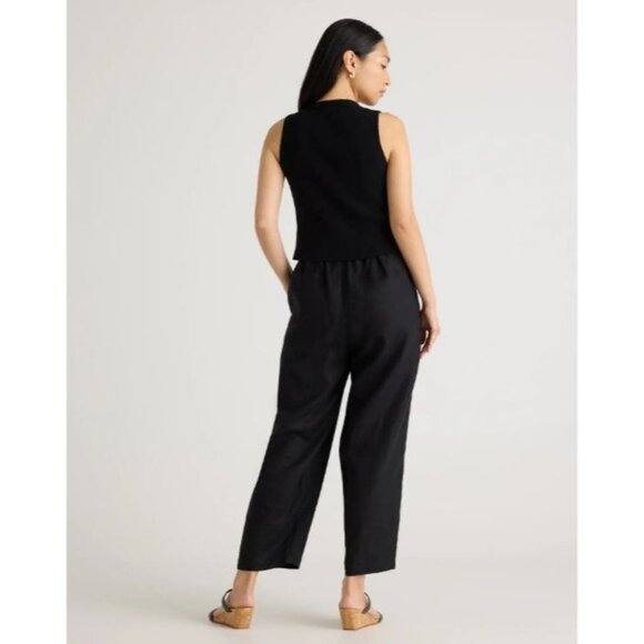Quince Womens European Linen Pants L Black Elastic Waist - Picture 5 of 8